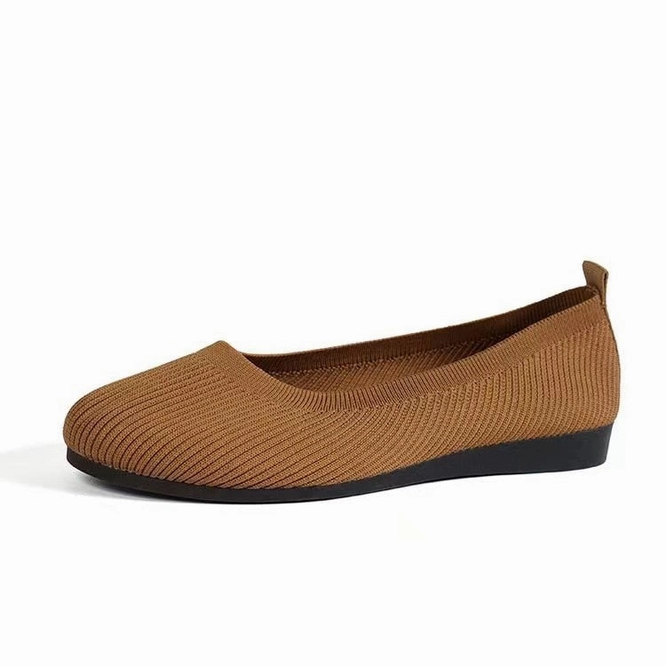 Loafers Zappos Spring Autumn Casual Shoes For Women Slip-on Pump Knit Single Flat Shoes Breathable Round Toe Ladies Cloth Loafers Large Sized