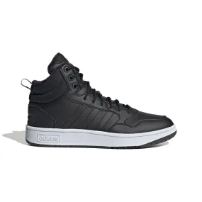 ADIDAS GZ6679 HOOPS MID 3.0 WINTERIZED MN'S (Medium) Black/Black/White Synthetic Leather Basketball Shoes Pull Hike Comfortable Fashion
