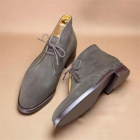 Handsome Gray Faux Suede Classic Lace-up Comfortable Ankle Boots New Adidas Wrestling Shoes
