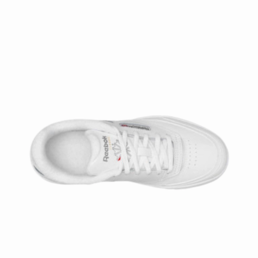 REEBOK 100075205 (IG5826) CLUB C EXTRA JR'S (Medium) White/White/Grey Leather Lifestyle Shoes Minimal Look Cushioned Fit