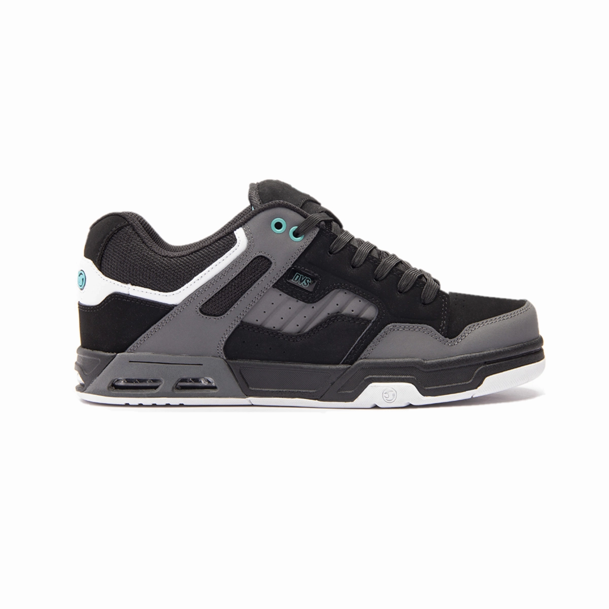 DVS F0000056985 ENDURO HEIR MN'S (Medium) Charcoal/Black/Turquoise Leather & Nubuck Skate Shoes Machine washable
