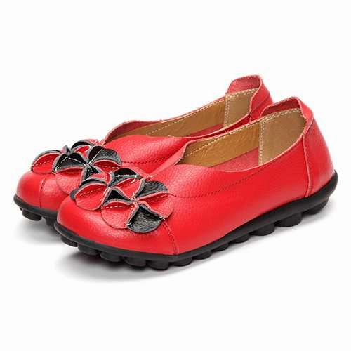 Loafers Lv US Size 5-13 Women Flower Flat Shoes Casual Outdoor Leather Slip On Round Toe Loafers