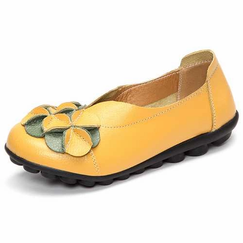 Air Jordan Loafers US Size 5-13 Women Flower Flat Shoes Casual Outdoor Leather Slip On Round Toe Loafers
