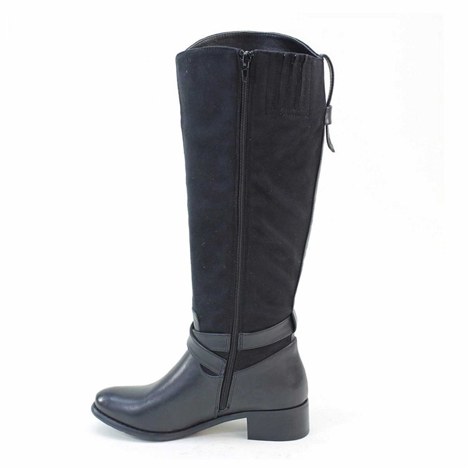 Vegan Suede & Leather Riding Ankle Strap Knee-high Women's Boots Rain Boots Tall