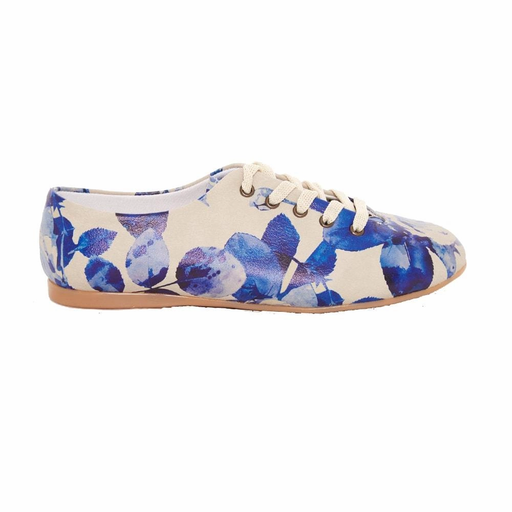 Leg Long Blue Roses Ballerinas Shoes SLV063