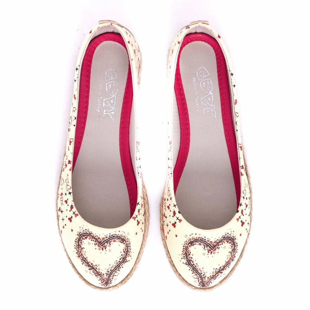 Anti Bacterial Durable Fabric Heart Ballerinas Shoes FBR1186