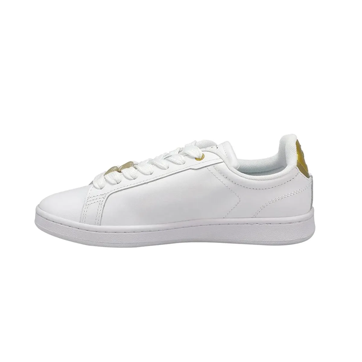 LACOSTE 7-45SFA0055216 CARNABY PRO 123 WMN'S (Medium) White/Gold Leather & Synthetic Lifestyle Shoes Comfortable Insole
