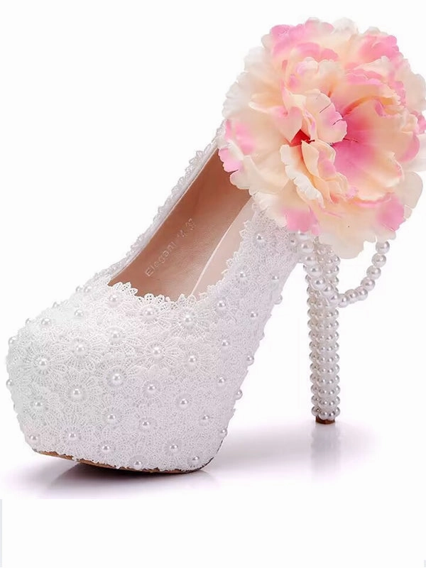 Women's Wedding Shoes Lace Shoes Beaded Flower Shoes High Heel Bridal Shoes,H36 Best Shoes For Dress And Casual