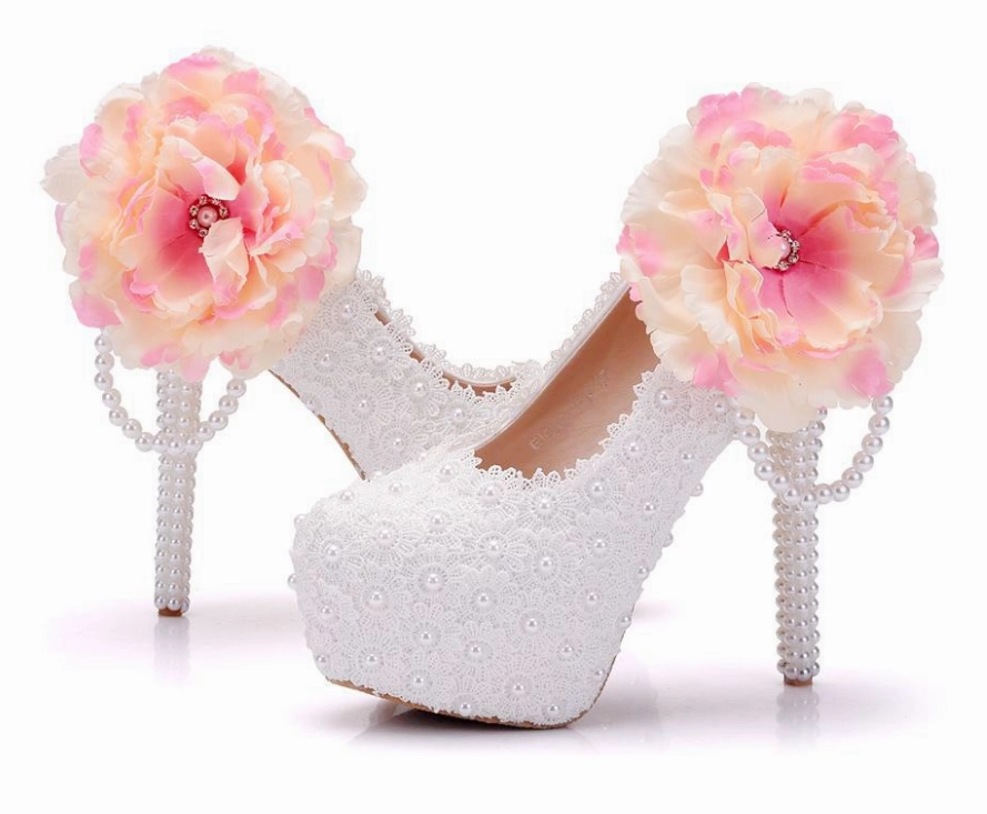 Target Dress Shoes Women's Wedding Shoes Lace Shoes Beaded Flower Shoes High Heel Bridal Shoes,H36