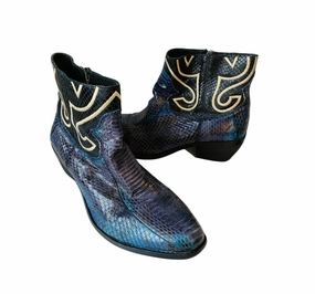 Vince Camuto Calina Embroidered Blue Leather Ankle Boot Size 9 Adidas Indoor Soccer Shoes Predator