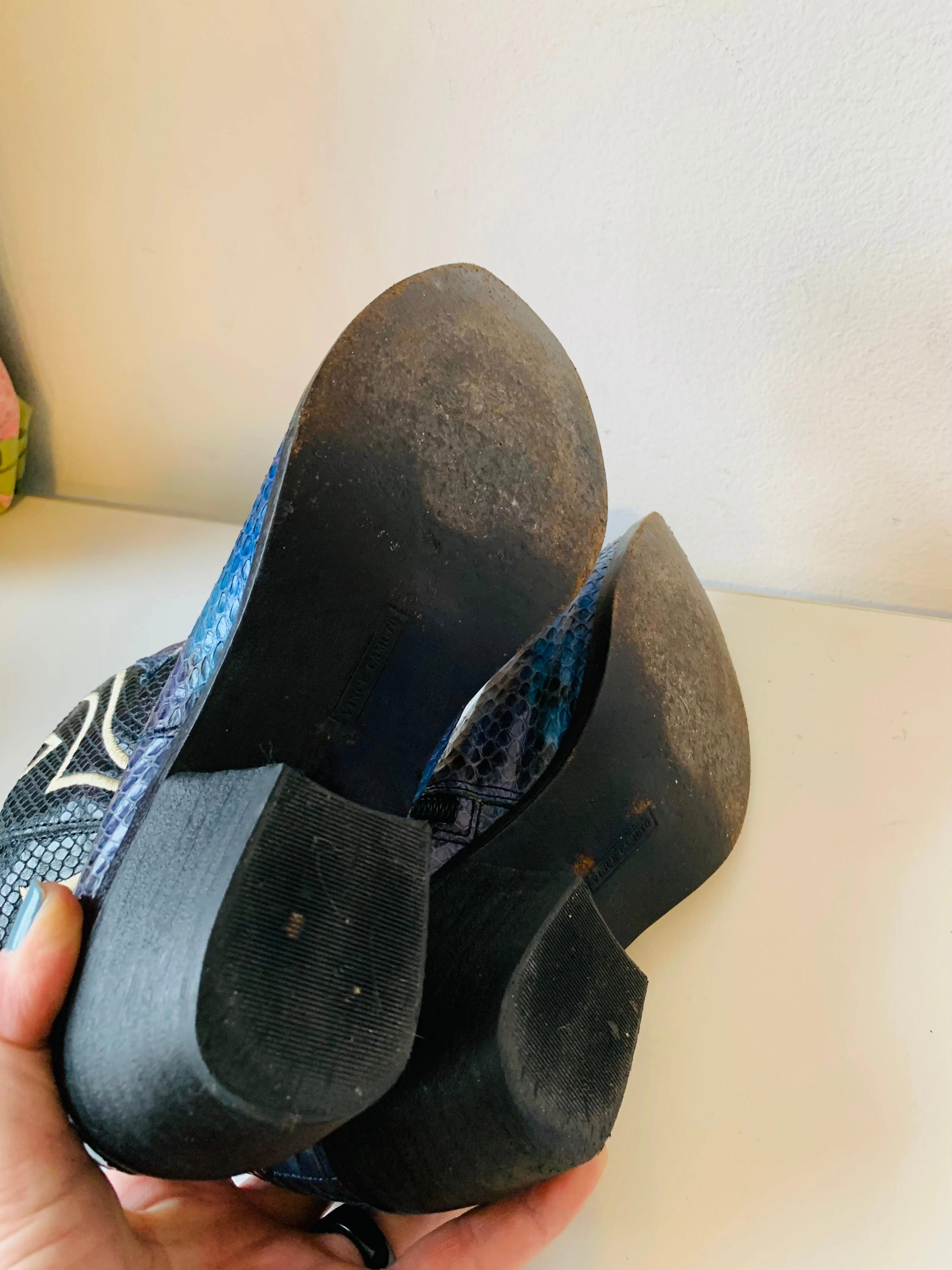 Vince Camuto Calina Embroidered Blue Leather Ankle Boot Size 9 Adidas Stormtrooper Shoes