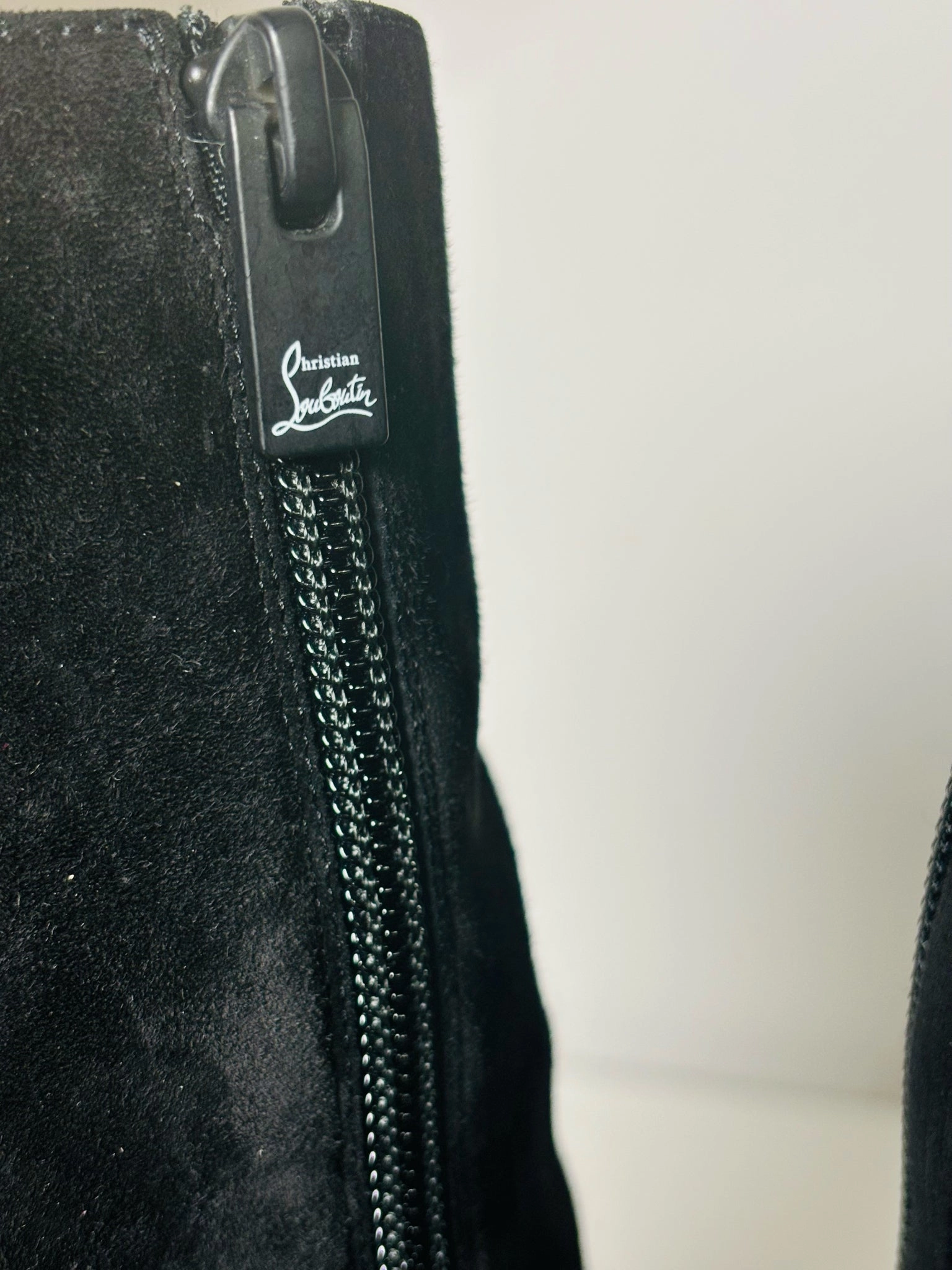 W Shoe Size 38.5 Christian Louboutin Black Platform Leather Suede Boots Snake Skin Dress Shoes