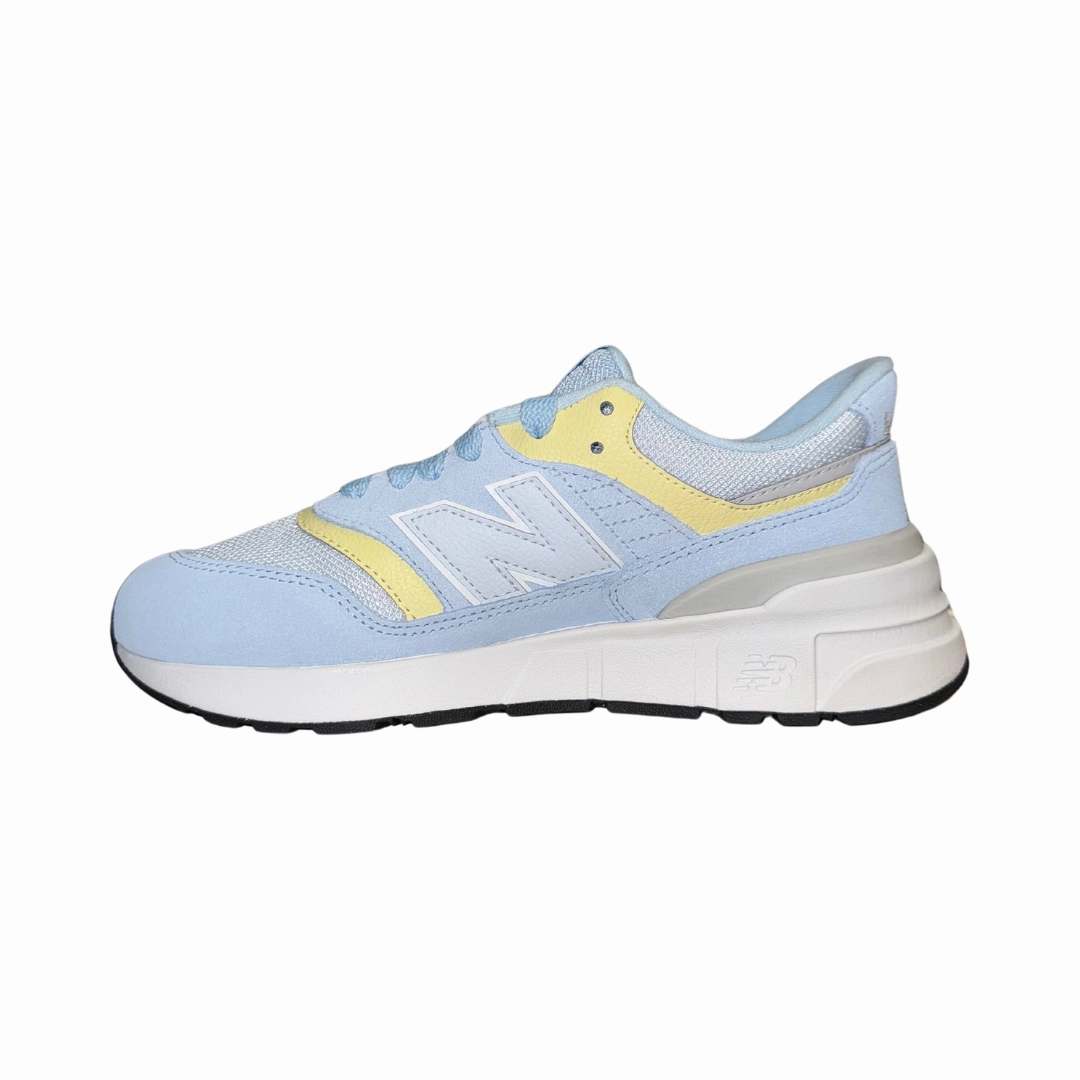 NEW BALANCE GR997RSL-W 997R v1 JR'S (Wide) Light Chrome Blue/Parchment Suede & Mesh Running Shoes Flower Hike Fresh Daily