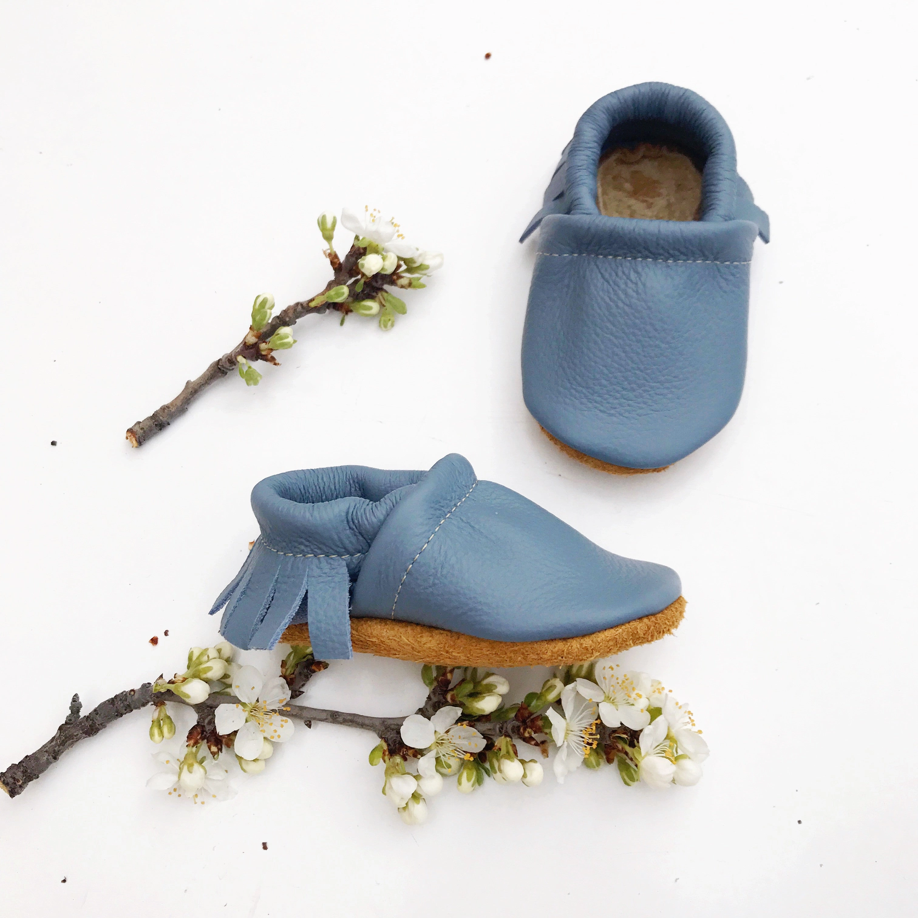 Big Sky Blue Leather Moccs Shoes Baby and Toddler Asics Weightlifting Shoes 727