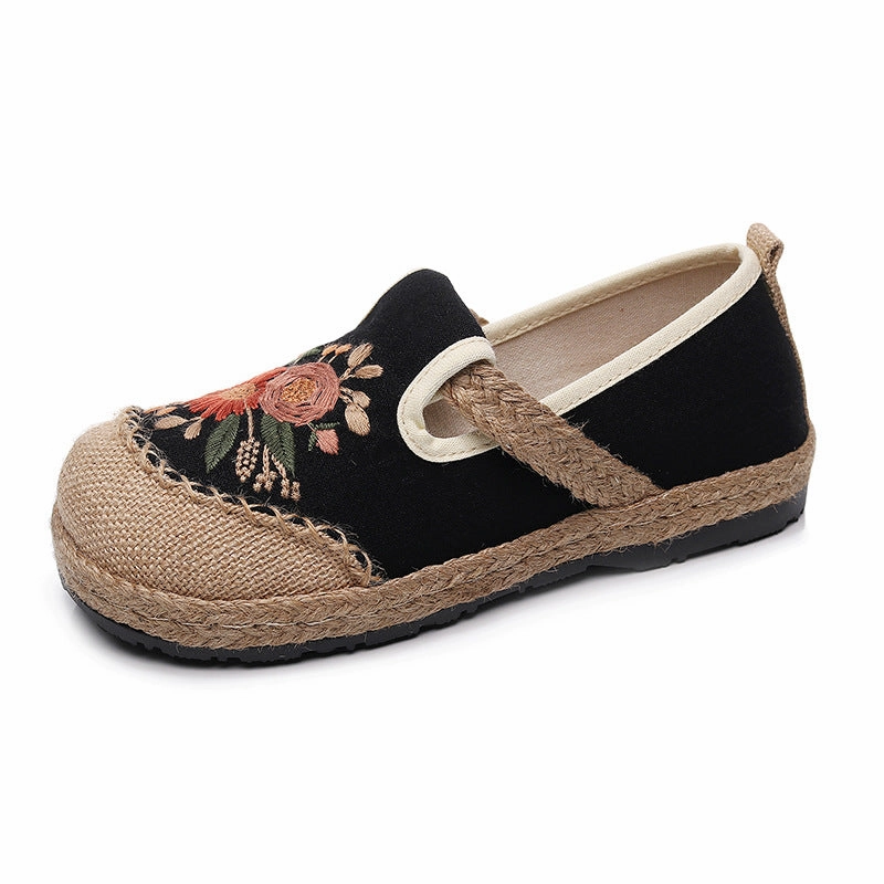 Embroidered Shoes Fisherman Shoes Cart Stitching Cotton and Linen Embroidery Shoes, Anti Slip and Breathable Round Toe Women's Shoes Asics Shoes Nearby