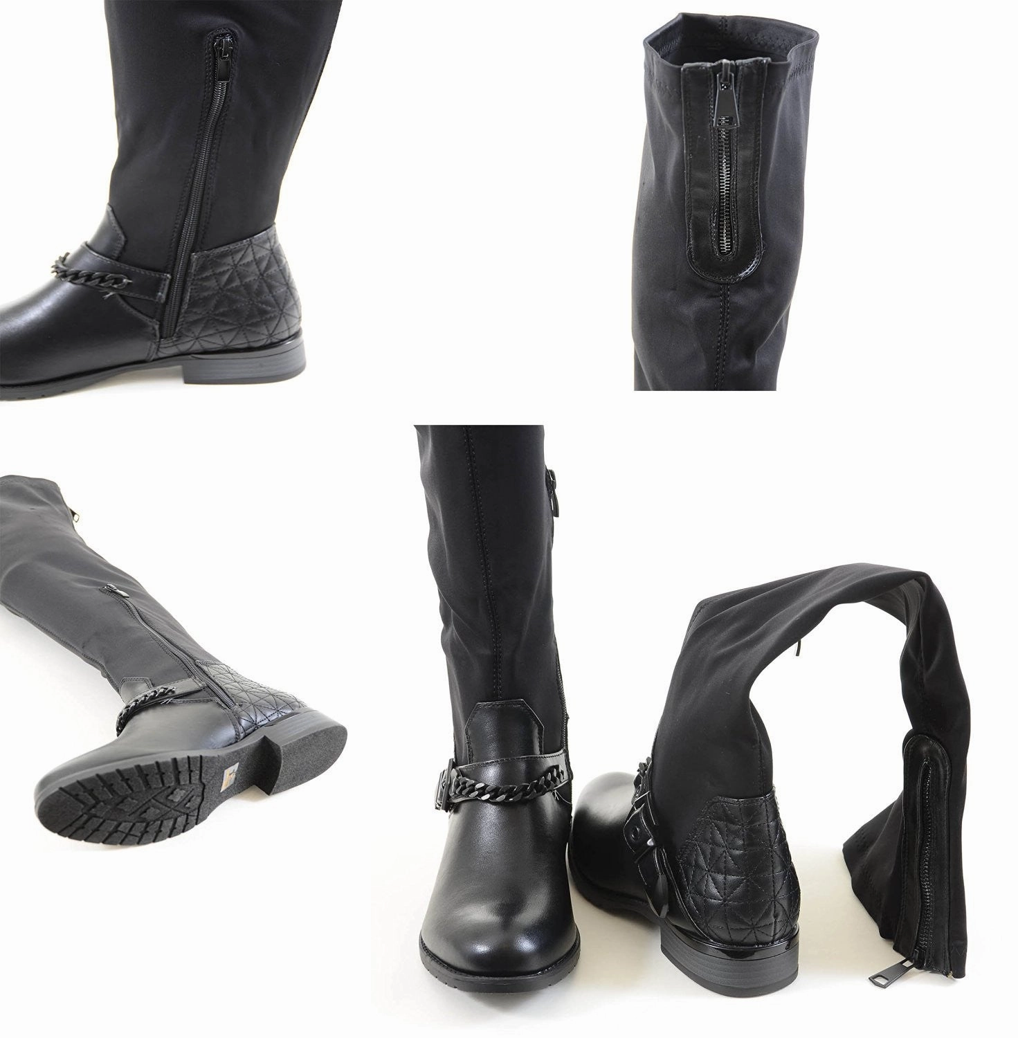Chain Anklet Harness Knee High Stretchy Knee Women's Vegan Boots George Rain Boots