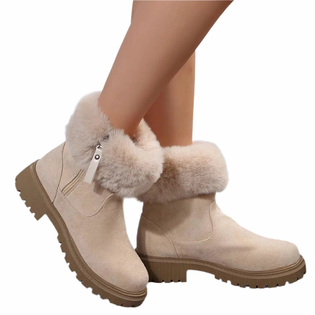 German Made Snow Boots Warm Plush Boots Winter Fashion Side-Zipper Snow Boot For Women Outdoor Thickened Low-heelded Shoes