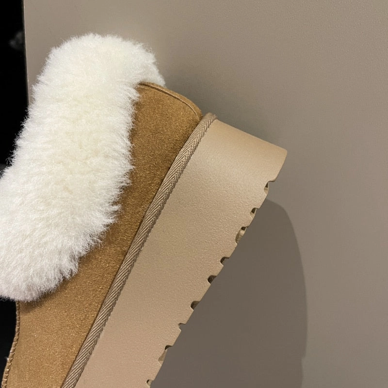Sorel Snow Boots Size 3 New Winter Women Short Plush Warm Snow Boots Flats Casual Shoes Suede Fur Chelsea Ankle Boots Platform Ladies Shoes Botas Mujer