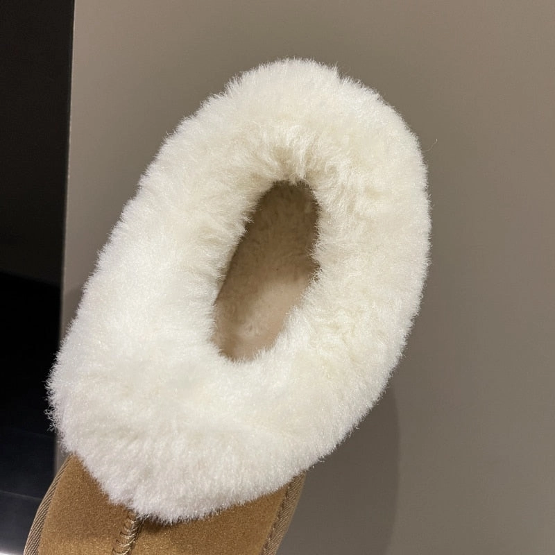 New Winter Women Short Plush Warm Snow Boots Flats Casual Shoes Suede Fur Chelsea Ankle Boots Platform Ladies Shoes Botas Mujer Snow Wear Boots