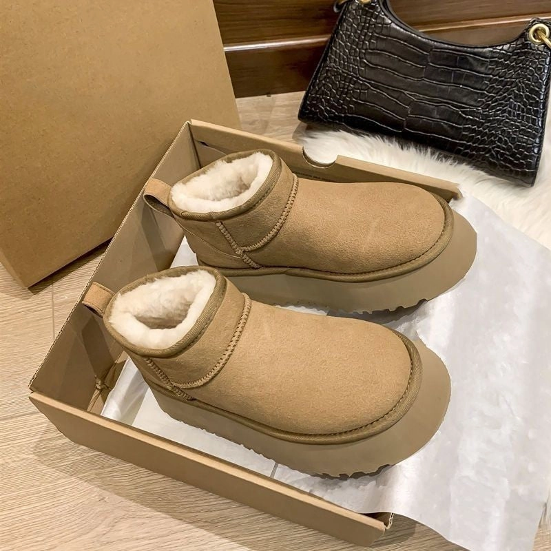 Ugg Ashton Addie Snow Boot New Winter Women Short Plush Warm Snow Boots Flats Casual Shoes Suede Fur Chelsea Ankle Boots Platform Ladies Shoes Botas Mujer