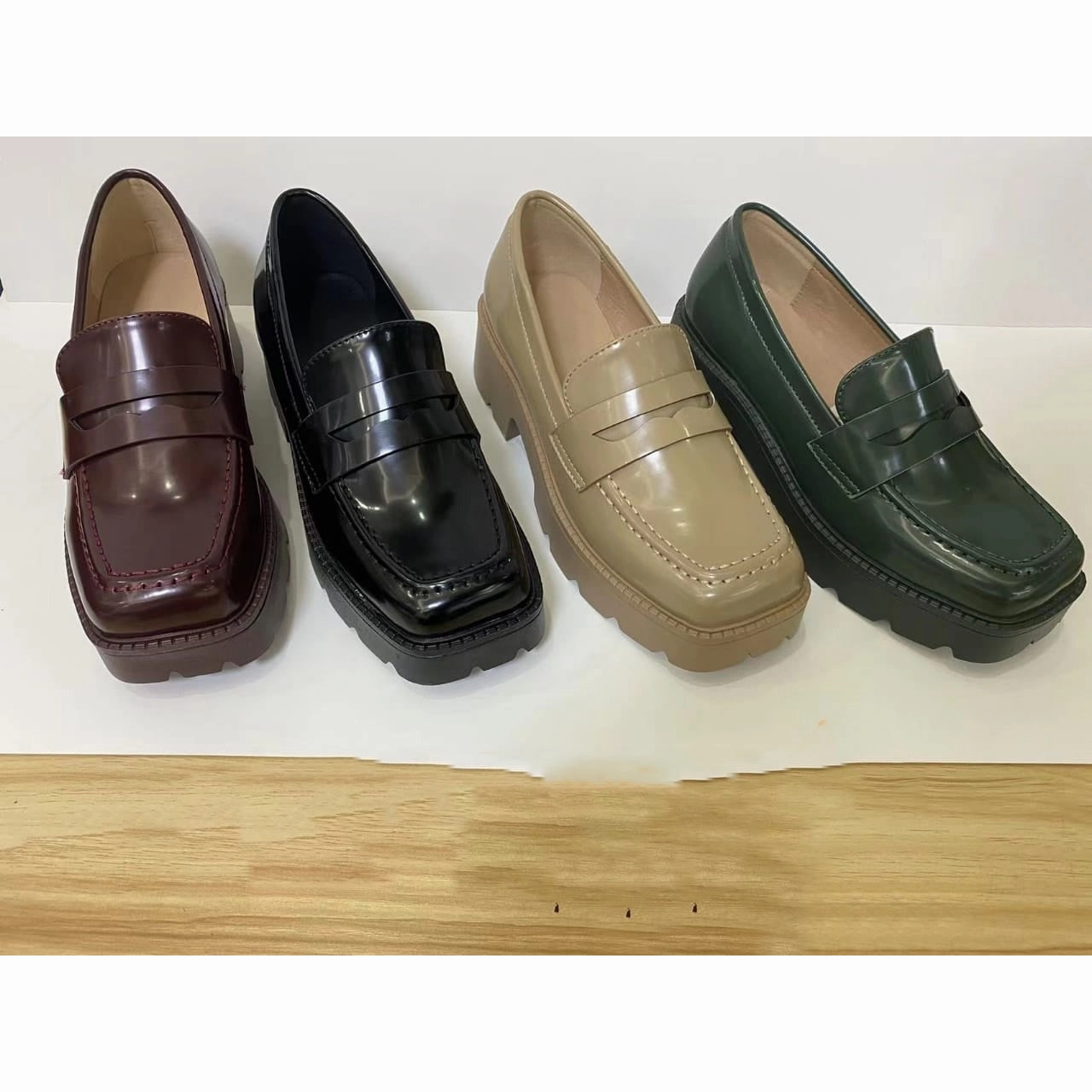 Asics Collab Shoes Square Toe Platform Oxford Chunky Heel Shoes