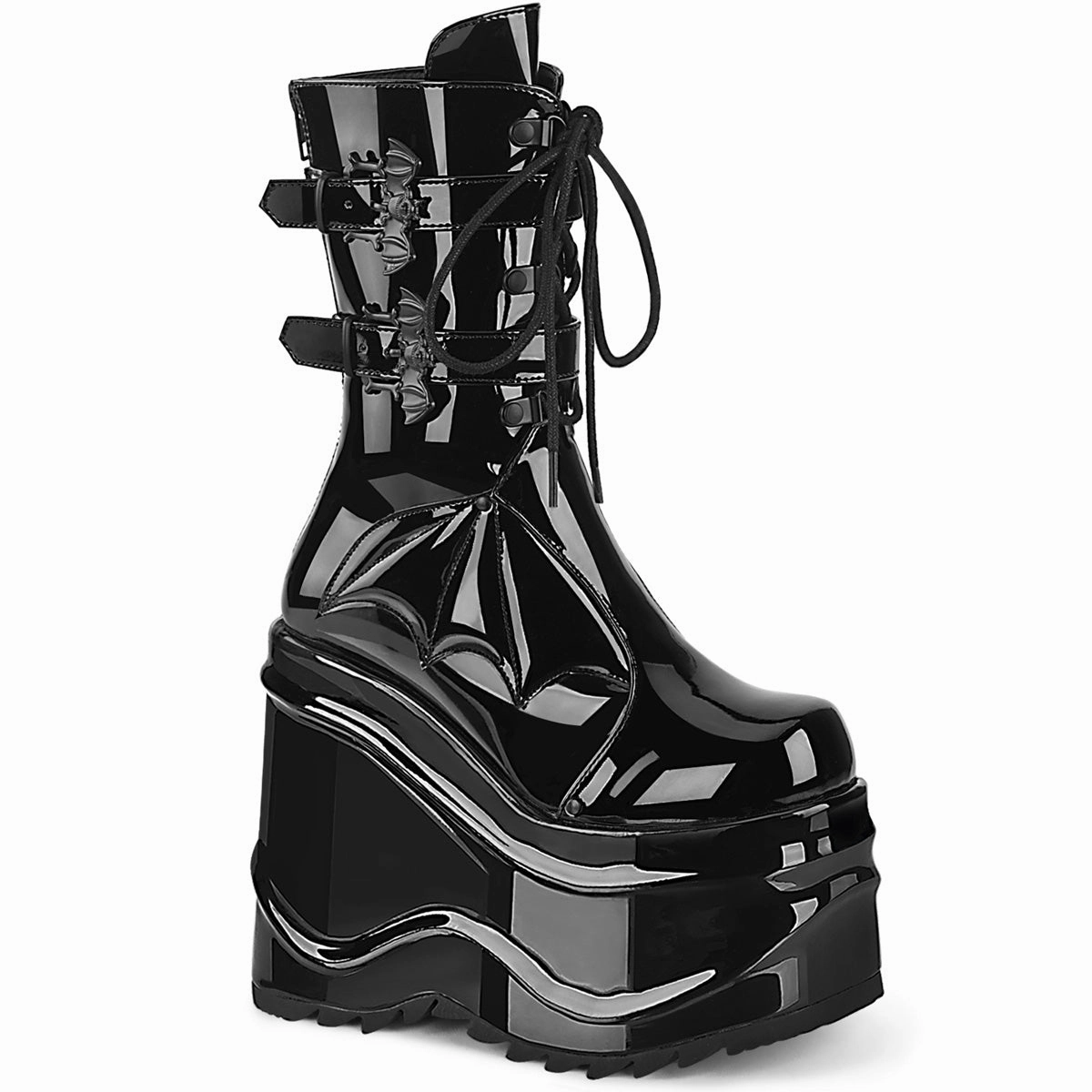 Adidas Mundial Turf WAVE-150 DemoniaCult Black Patent Sexy Women's Mid-Calf & Knee High Boots (Alternative Footwear)