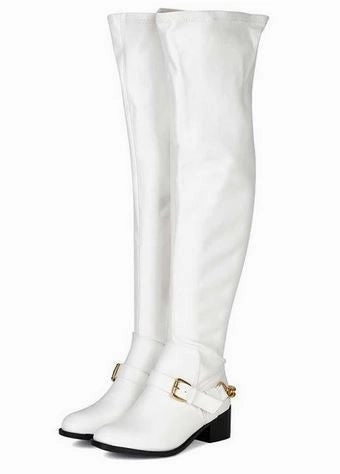 White Ankle Chain Buckle Thigh High Riding Boot Adidas Shoes Torsion