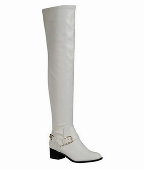 White Ankle Chain Buckle Thigh High Riding Boot Bad Bunny Adidas Shoes Price