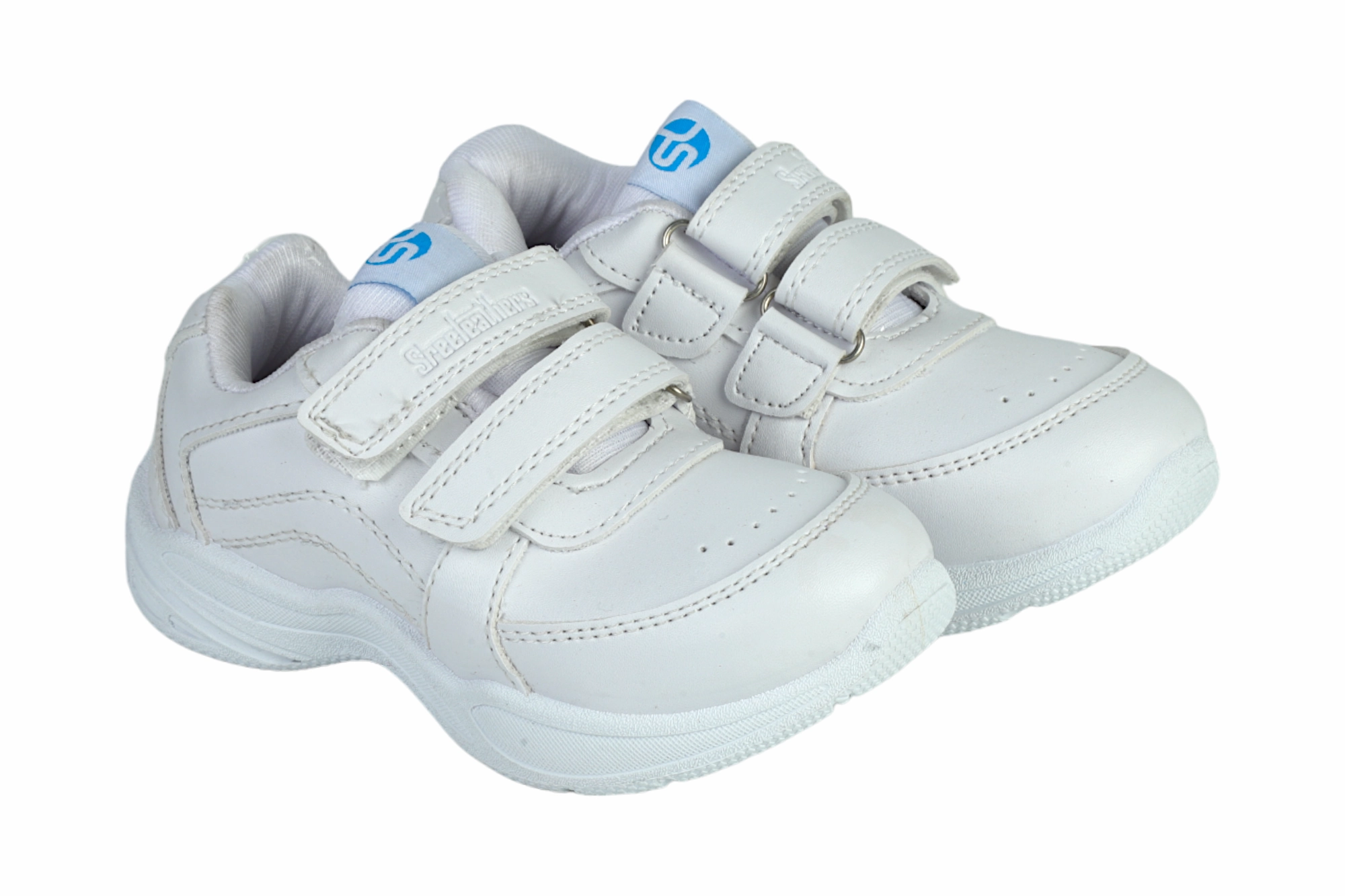 White Velcro School Shoes for Kids 57006 Buffalo London Boots