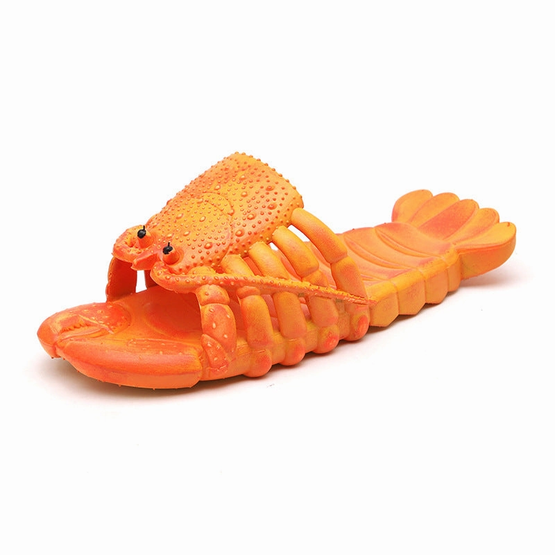 Wholesale Parent-child Cartoon Lobster Funny Beach Slippers Chestnut Slippers