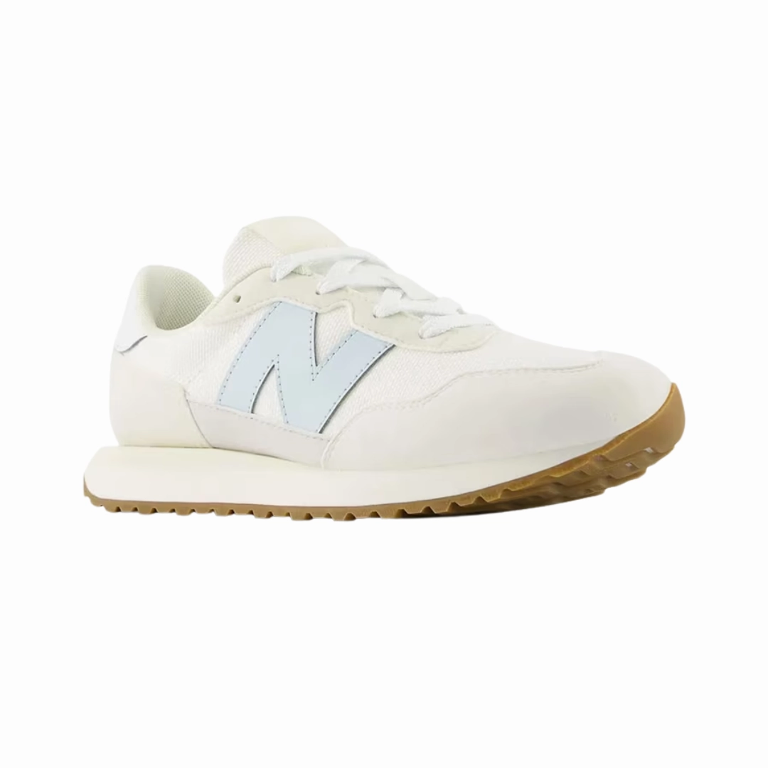 Valley Run Soft White NEW BALANCE GS237WF-W 237 JR'S (Wide) Blue/White Suede & Mesh Lifestyle Shoes