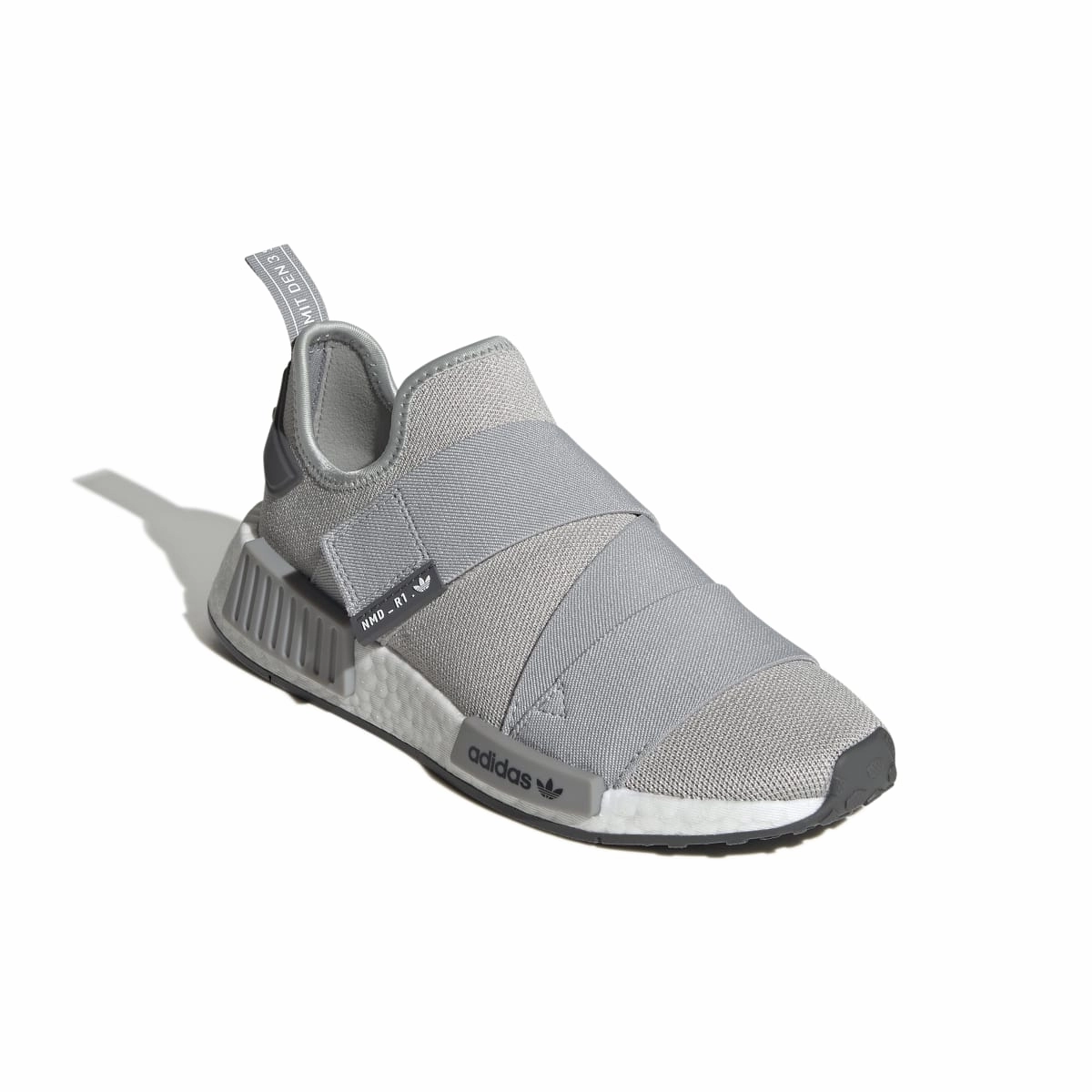 ADIDAS GW9470 NMD_R1 STRAP WMN'S (Medium)  Gray/White/Gray Stretch Knit Running Shoes color - fast