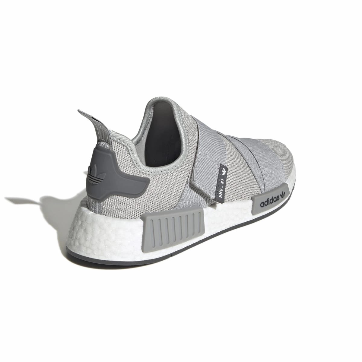 ADIDAS GW9470 NMD_R1 STRAP WMN'S (Medium)  Gray/White/Gray Stretch Knit Running Shoes Work Base Mesh Cool