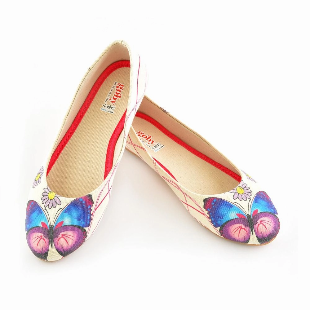 Low Top Wind Safe Daisy and Butterfly Ballerinas Shoes 1105