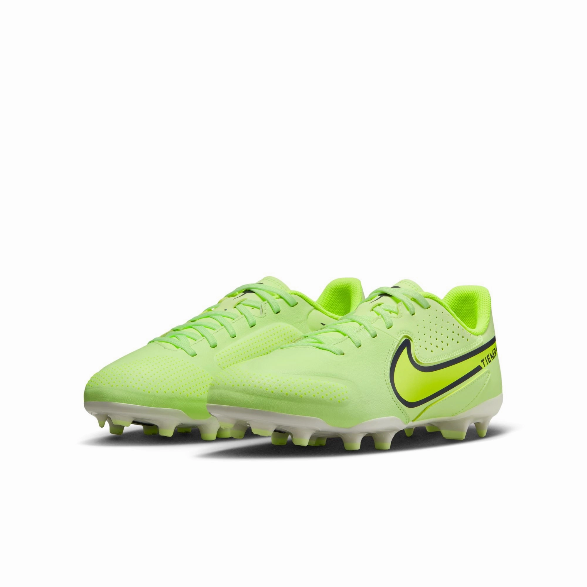 Nike Junior Tiempo Legend 9 Academy FG/MG Firm Ground Soccer Cleats - Barely Volt/ Volt Summit White Youth Size 8 Soccer Cleats