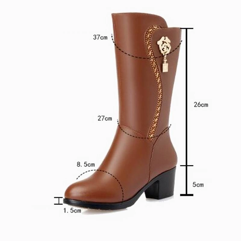 Buy Snow Boots GKTINOO Winter Knee High Boots Wool Fur Inside Warm Shoes Women High Heels Soft Leather Shoes Platform Snow Boots Footwear Botas