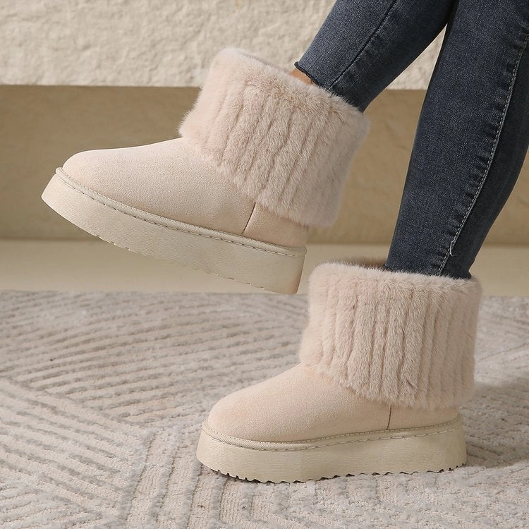 Baretraps Aidan Snow Boot Thick-soled Plush Snow Boots Winter Warm Mid-tube Furry Cotton Shoes For Women Short Boot