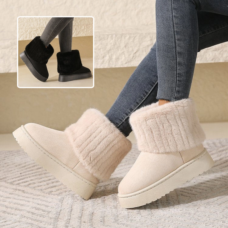 Thick-soled Plush Snow Boots Winter Warm Mid-tube Furry Cotton Shoes For Women Short Boot Tek Gear Snow Boots