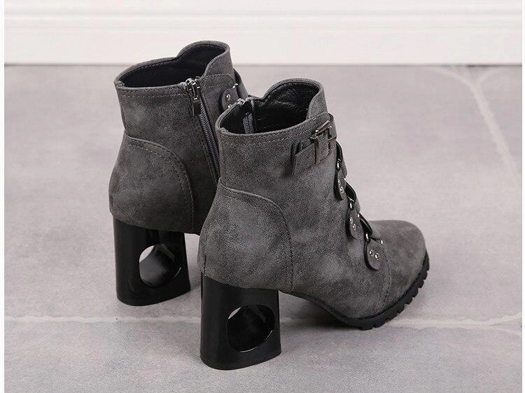 Adidas Running Shoe Women  Ankle Pumps PU Leather Toe Boots Solid Autumn Winter  High-heeled Shoes