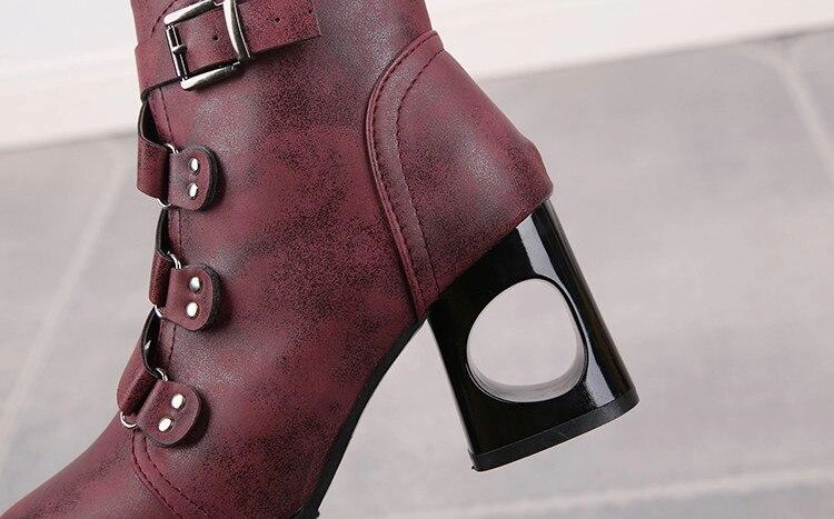 Adidas Shoes Samba Women  Ankle Pumps PU Leather Toe Boots Solid Autumn Winter  High-heeled Shoes