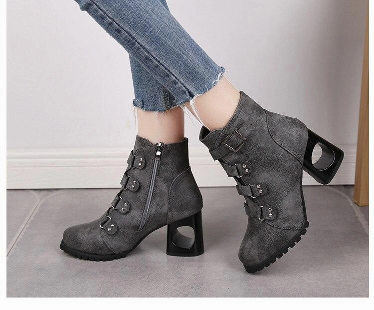 Women  Ankle Pumps PU Leather Toe Boots Solid Autumn Winter  High-heeled Shoes Adidas Terrex Hiking Shoes