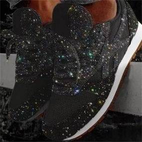 Women Bling Sneakers 2019 Autumn New Casual Flat Ladies Vulcanized Shoes Beathable Lace Up Outdoor Sport Running Shoes Flat Everyday Shoes
