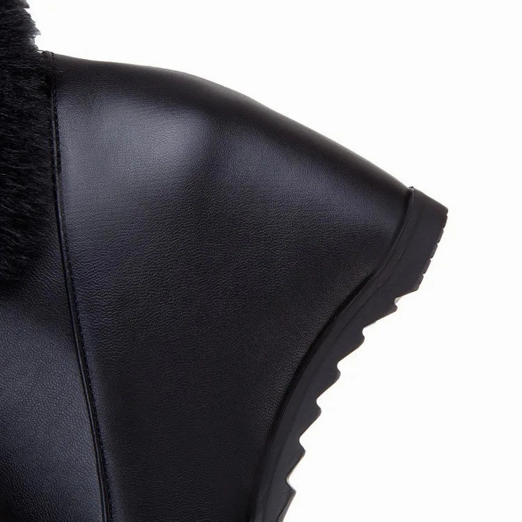 Eddie Bauer Sequoia Snow Boots Women Boots Autumn Winter Warm Fur Height Increasing Ankle Pu Snow Boots Round Toe Pearl Patchwork 2024 New Sexy Fashion White