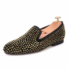 Streetwear Loafers Women OneDrop Handmade Dress Shoes Gold Crystal Suede Party Wedding Prom Loafers