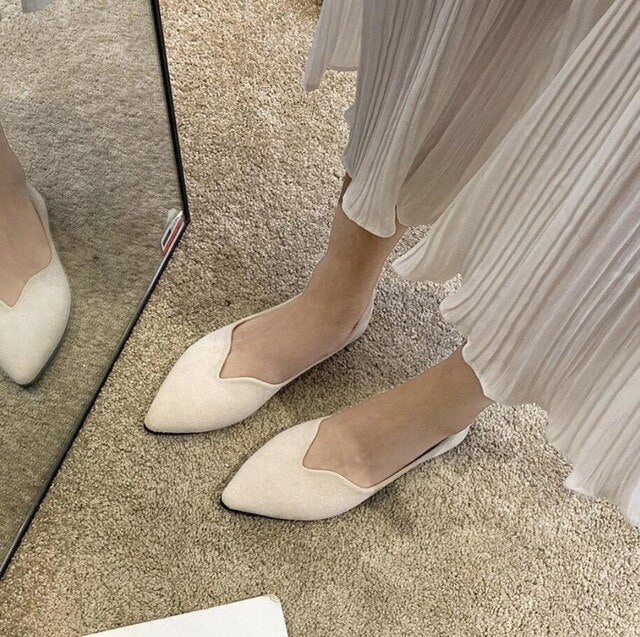 Motion Control Running Shoes Flat Feet Women Pointed Toe Flats Comfort Casual Wild Classic Flat Shoes Fashion Metal Slip On Black Shoes Outdoor Party Office Work Shoes