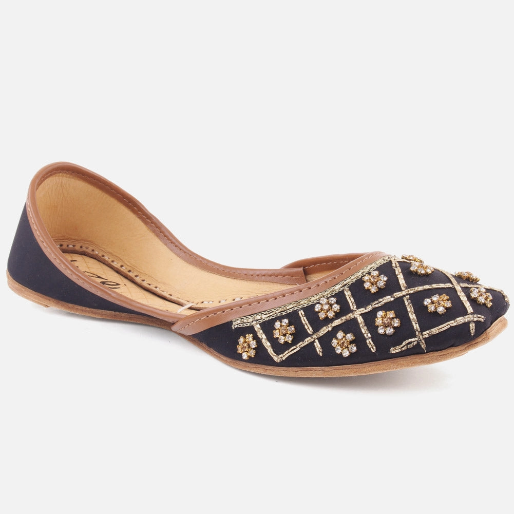 Women "KEIRA" Sparkly Flat Khussa Flat D'orsay Shoes