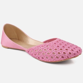 Women "LINDA" Indian Beaded Khussa Flat Shoes With Formal Dress