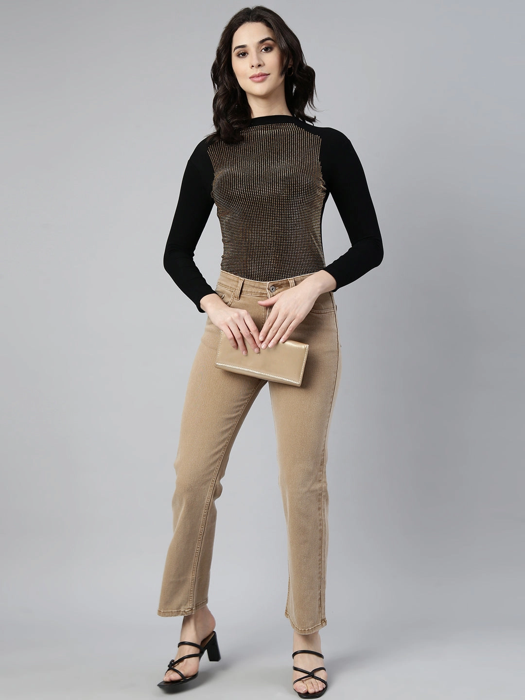 8 Lace Up Work Boots Women's Black Studded Embellished Fitted Top