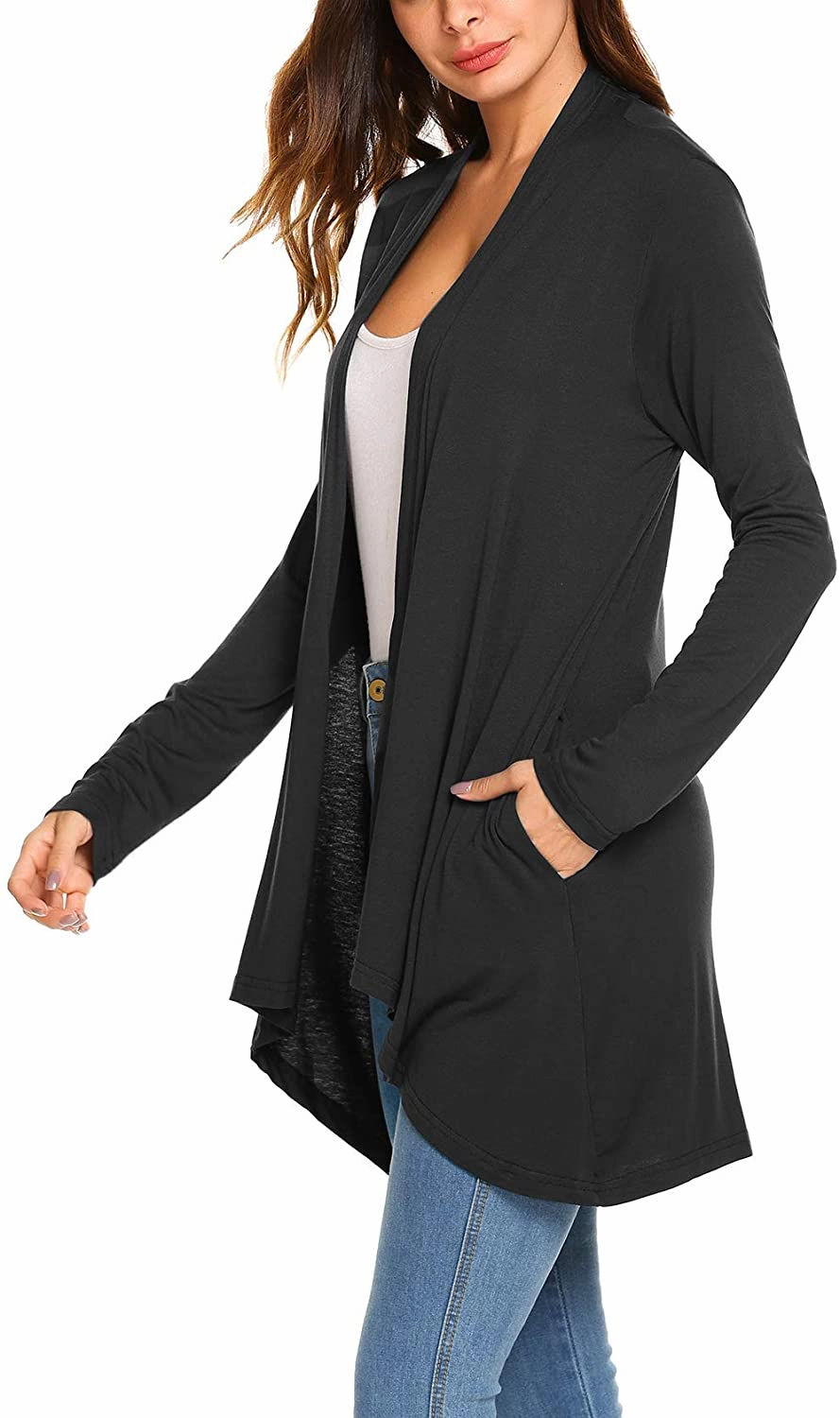 Women's Casual Long Sleeve Open Front Lightweight Drape Cardigans with Pockets Work Boots Ireland