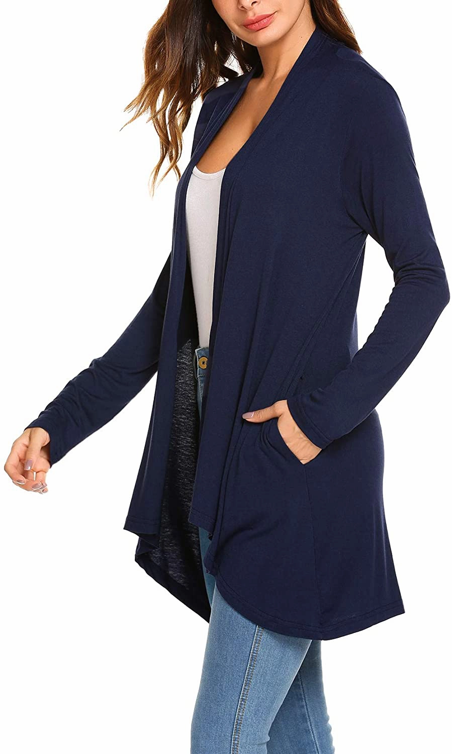 508 Work Boots Women's Casual Long Sleeve Open Front Lightweight Drape Cardigans with Pockets